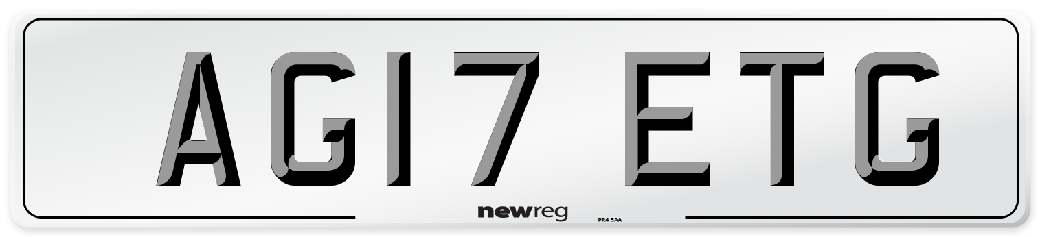 AG17 ETG Number Plate from New Reg